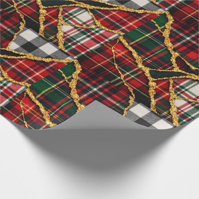 Guld Glitter Lapptäcke Plaid Jul Presentpapper (Hörn)