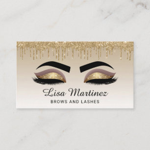 Guld Glitter Lash Brow Beauty Affärskort Visitkort