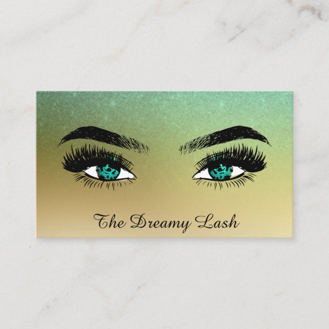 *~* Guld Glitter Lash QR Brows Extensions Visitkort (Framsida)