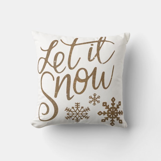  Guld Glitter Låt det snöa Kalligrafi jul Kudde (Framsida)