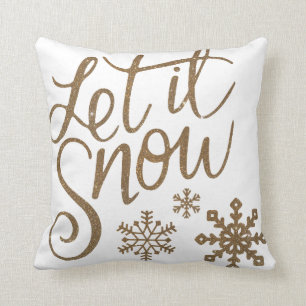  Guld Glitter Låt det snöa Kalligrafi jul Kudde