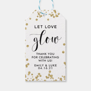 Guld Glitter Låt Kärlek glänsa bröllopslingan till Presentetikett