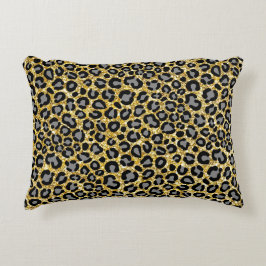 Guld Glitter Leopard Mönster Girly Cheetah Skriv u Prydnadskudde