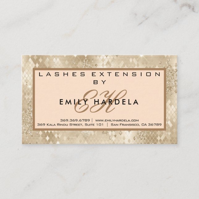 Guld Glitter lider med eftervård  Visitkort (Framsida)