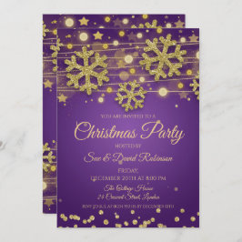 Guld Glitter Lila Julfest jul Inbjudningar
