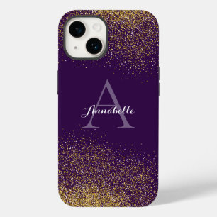 Guld Glitter Lila Monogram iphone case