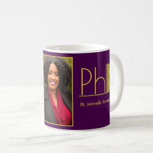 Guld Glitter Lila Photo PhD Studenten Kaffemugg