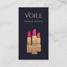 Guld Glitter Lipstick Makeup Artist Beauty Salon Visitkort