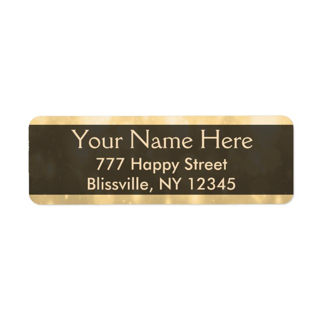 Guld Glitter Ljus Returadress Etikett (Framsidan)