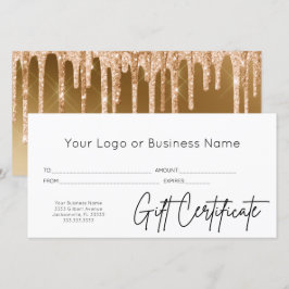 Guld Glitter Logotyp-skript Business Gift-certifik