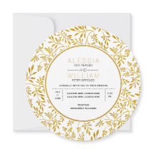 Guld glitter löv mönster moderna bröllop