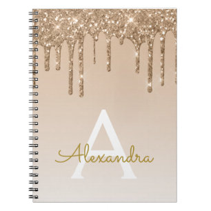 Guld Glitter Luxury Gnistra Monogram bärbar dator Anteckningsbok