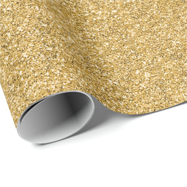 Guld Glitter Luxury Gnistra Tinsel Presentpapper (Rullad Hörn)
