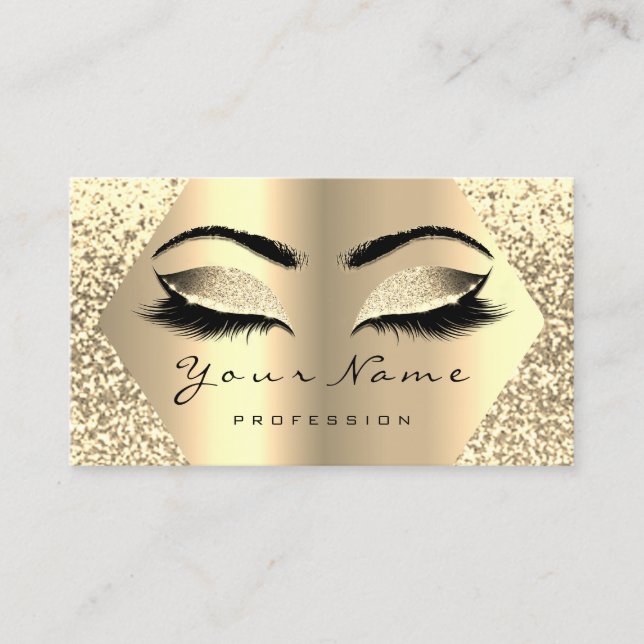Guld Glitter Makeup Artist Eyelash Brow Influencer Visitkort (Framsida)
