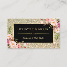 Guld Glitter Makeup Artist Hair Salon Blommigt Wra