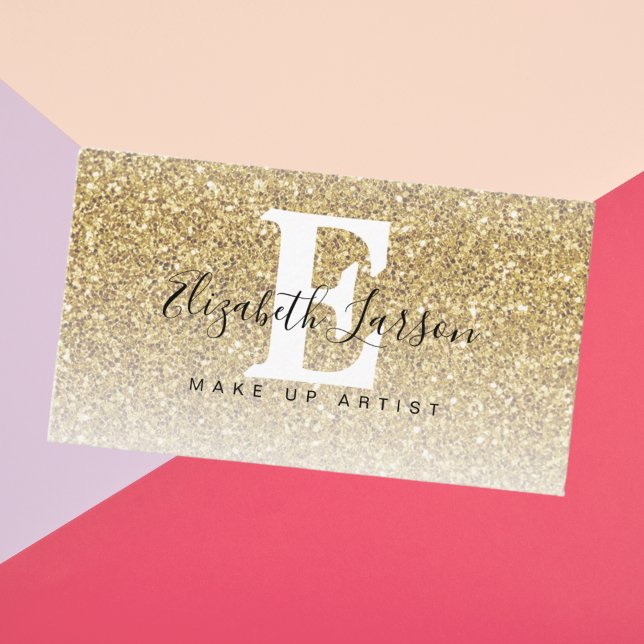 Guld Glitter Makeup Artist Hair Salon Loyalty Card Visitkort (Skapare uppladdad)