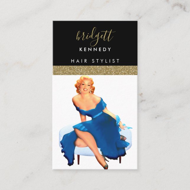 Guld Glitter Makeup Artist Hair Salon Visitkort (Framsida)