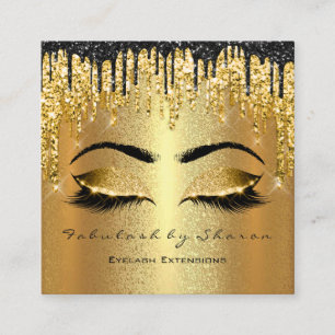 Guld Glitter Makeup Artist Lash-Logotyp Fyrkantigt Visitkort