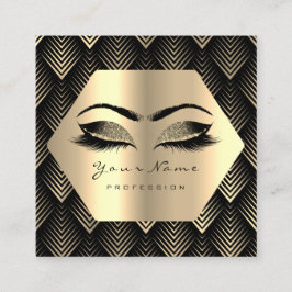 Guld Glitter Makeup Lash Black Guld Sepia Öga Fyrkantigt Visitkort