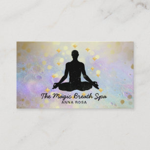*~* Guld Glitter Man Yoga Meditation Mindfulness Visitkort