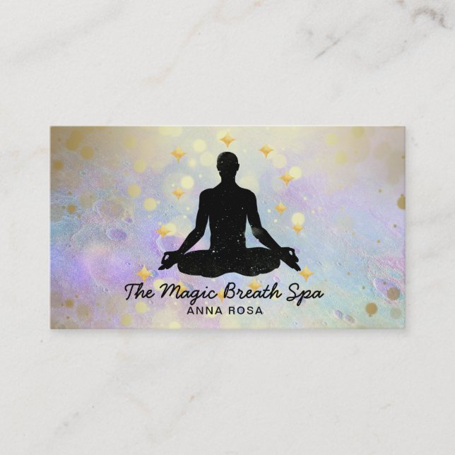 *~* Guld Glitter Man Yoga Meditation Mindfulness Visitkort (Framsida)