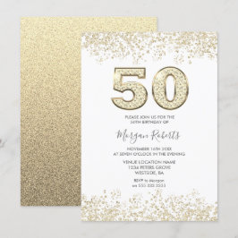 Guld Glitter Manar eller Womans 50:e Födelsedagsfe Inbjudningar