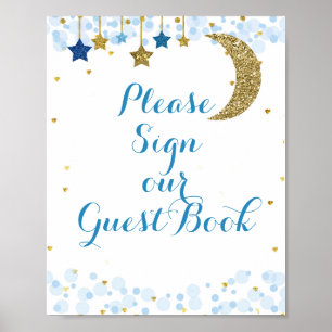 Guld glitter måne Skriv under vår gäst Bok. Poster