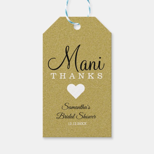 Guld Glitter Mani, tack Möhippa Presentetikett (Framsidan)