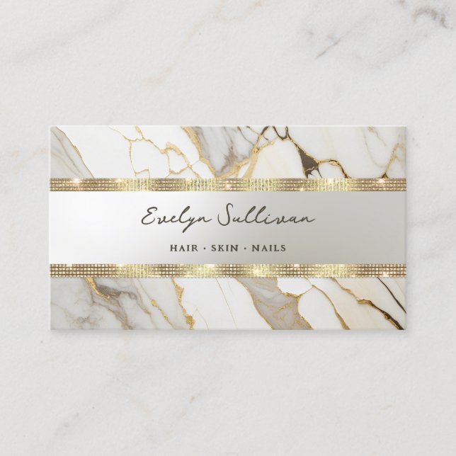 guld glitter marble affärskort visitkort (Framsida)