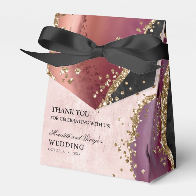 Guld Glitter marble Agate Bröllop Presentaskar (Framsidan Sidan)