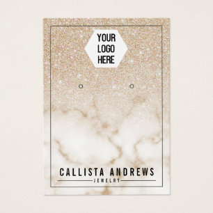 Guld Glitter Marble Ombre Logotyp Öarring Visning Visitkort