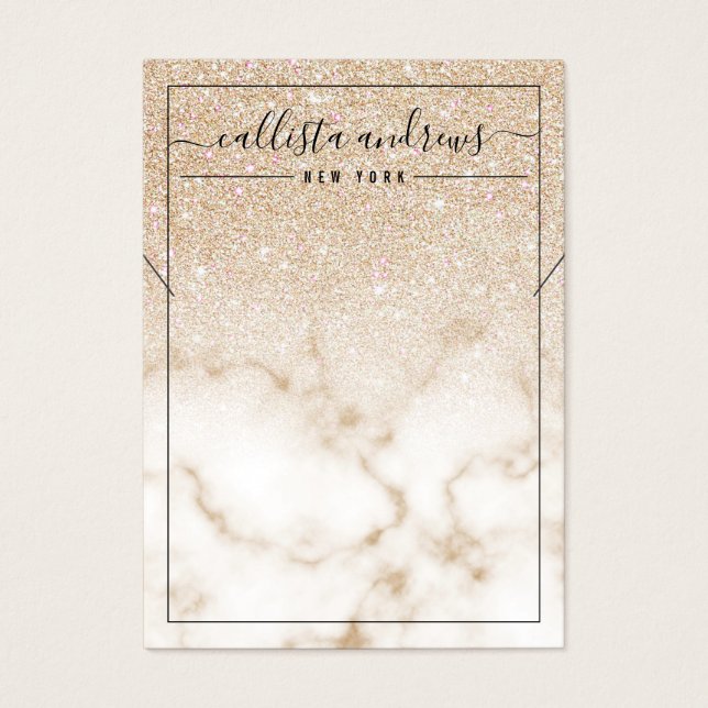 Guld Glitter Marble Ombre Necklace Visning Card Visitkort (Framsidan)