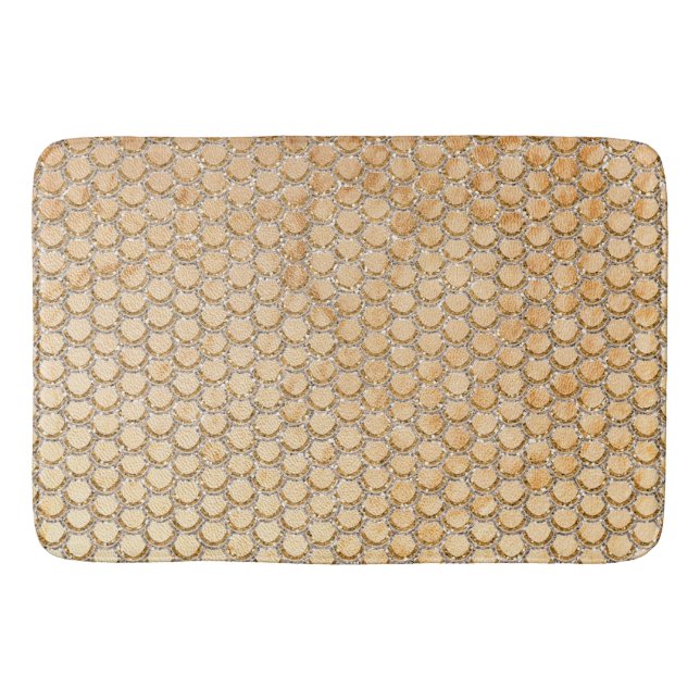 Guld Glitter Marble Sjöjungfru Scales Mönster Badrumsmatta (Framsidan)