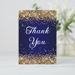Guld Glitter Marinblå Ombre 40-årsdag Tack Kort
