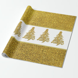Guld Glitter med Filigree Julgran Presentpapper