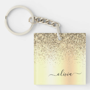 Guld Glitter Metall Monogram Glam Namn