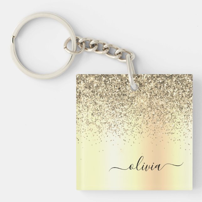 Guld Glitter Metall Monogram Glam Namn (Framsidan)
