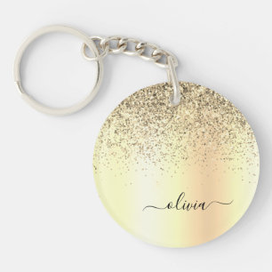 Guld Glitter Metall Monogram Glam Namn