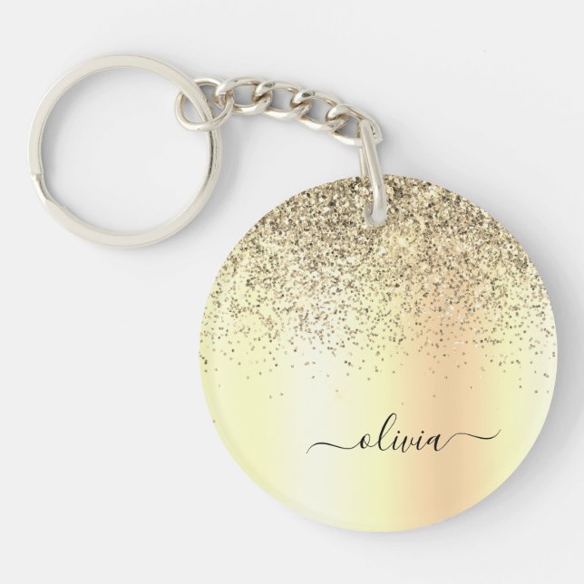 Guld Glitter Metall Monogram Glam Namn (Framsidan)