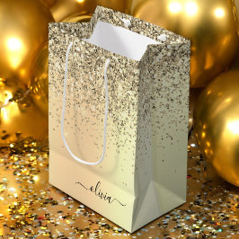 Guld Glitter Metall Monogram Glam Namn