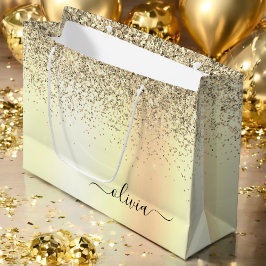Guld Glitter Metall Monogram Glam Namn