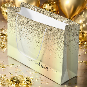 Guld Glitter Metall Monogram Glam Namn