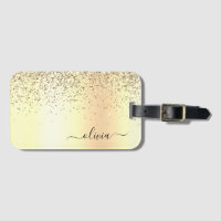 Guld Glitter Metall Monogram Glam Namn