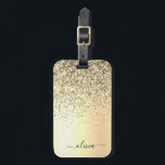 Guld Glitter Metall Monogram Glam Namn Bagagebricka<br><div class="desc">Guld Faux Foil Metallic Gnistra Glitter Brushed Metall Monogram Namn och Initial Bag eller Luggage Tag. Det gör perfekten söt 16-årsjubileum,  bröllop,  möhippa,  årsdag,  babydusch eller bachelorette-fest för någon som glam lyxen och chic stilar i kärlek.</div>
