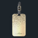 Guld Glitter Metall Monogram Glam Namn Bagagebricka<br><div class="desc">Guld Faux Foil Metallic Gnistra Glitter Brushed Metall Monogram Namn och Initial Bag eller Luggage Tag. Det gör perfekten söt 16-årsjubileum,  bröllop,  möhippa,  årsdag,  babydusch eller bachelorette-fest för någon som glam lyxen och chic stilar i kärlek.</div>