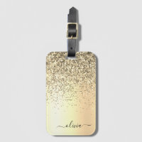 Guld Glitter Metall Monogram Glam Namn