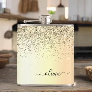 Guld Glitter Metall Monogram Glam Namn Fickplunta