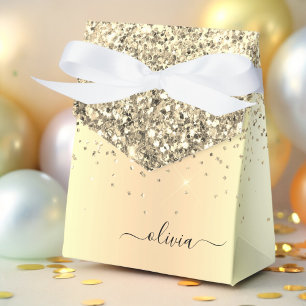 Guld Glitter Metall Monogram Glam Namn Presentaskar