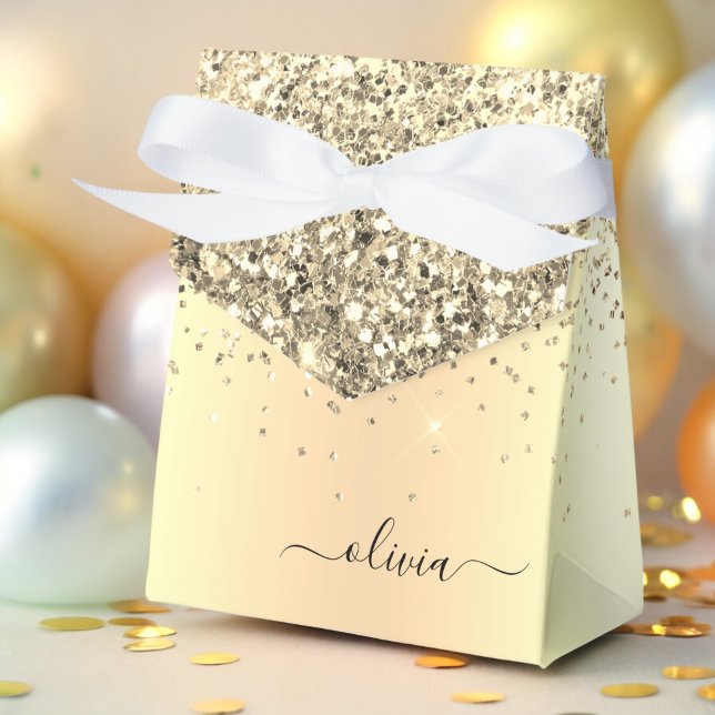 Guld Glitter Metall Monogram Glam Namn Presentaskar (Skapare uppladdad)