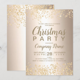Guld glitter metallföretag, jultomte party inbjudningar